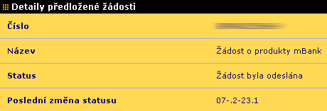 Chybné zobrazení data žádosti v e-bankingu mBank